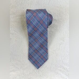 Elegant Blue and Pink Checkered Men's John Bartlett Tie